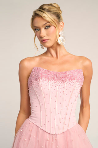 Pink beaded corset dress