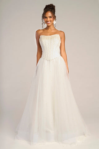 White strapless wedding dress, PS26034