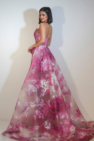 PS26035 Pink Floral Gown
