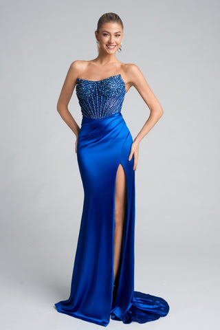 Blue beaded formal gown, PS26041