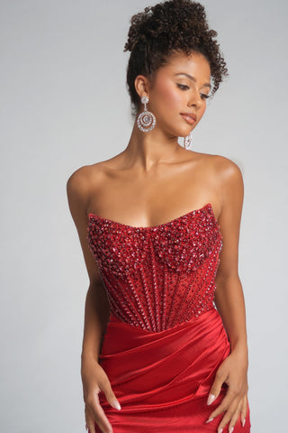 Red beaded corset dress - PS26041