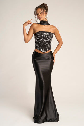 Black embellished formal gown
