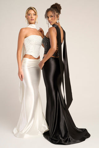 PS26042 White & Black Formal Gowns
