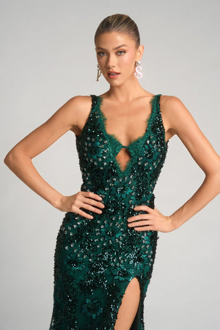 Green sequin formal dress