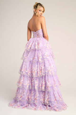 Lilac tiered gown PS26051