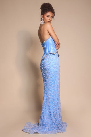 Blue strapless gown - PS26054-Blue-03