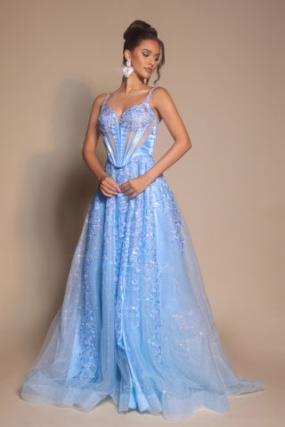 Elegant blue formal gown