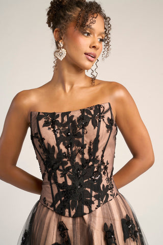 Black nude corset dress, PS26061