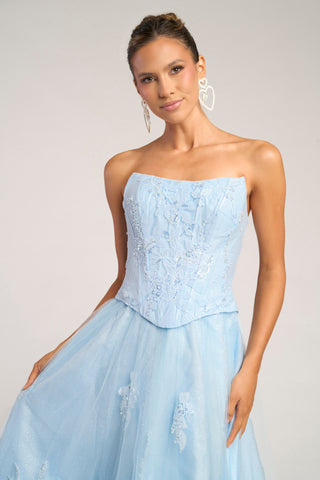Blue strapless dress PS26061