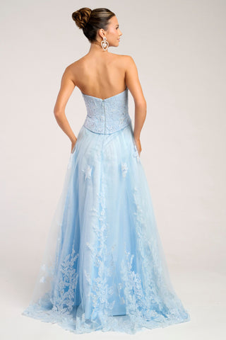 Blue strapless formal gown (PS26061)