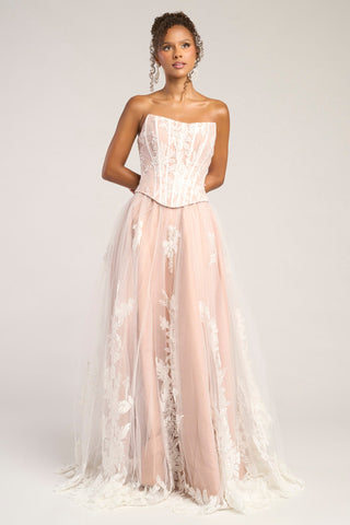 Ivory Nude Corset Wedding Dress PS26061