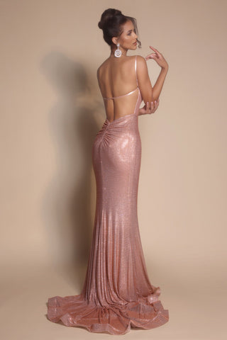 Bronze gown PS26068 with low back
