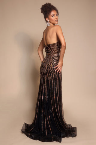 Black strapless evening gown PS26072, formal wear