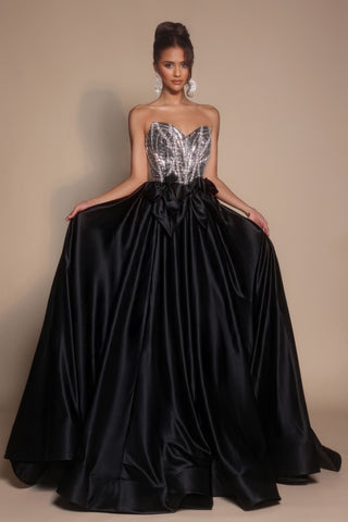 Black and Silver Formal Gown | PS26077