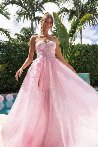 Pink floral formal dress