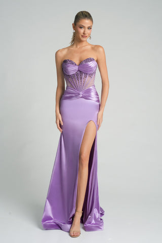 Lilac formal dress with slit