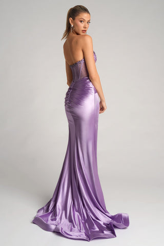 Lilac satin gown, PS26085