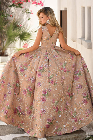PS26091 Nude Floral Gown