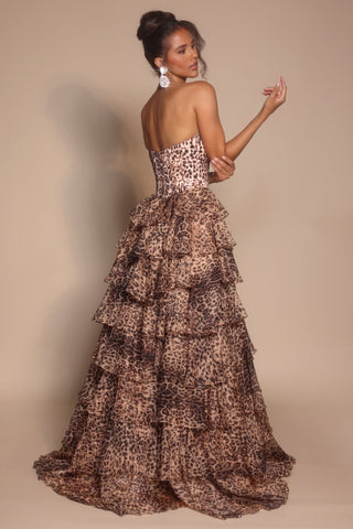 Leopard print formal gown, PS26098