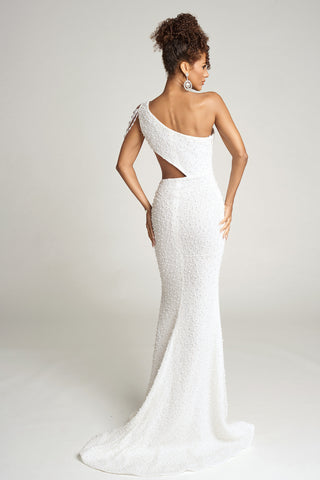 PS26115 Ivory one-shoulder gown