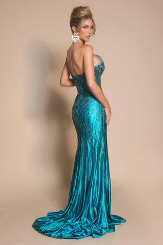 PS26138 Peacock Teal Gown