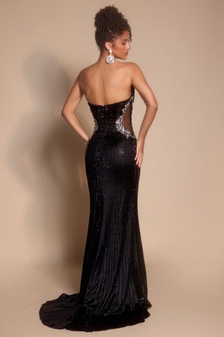 PS26147 Black Sequin Gown
