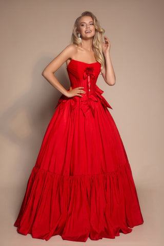 Red strapless gown, PS26148-Red-01