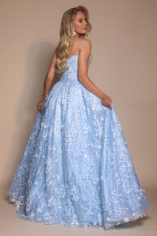 Blue floral prom dress PS26149