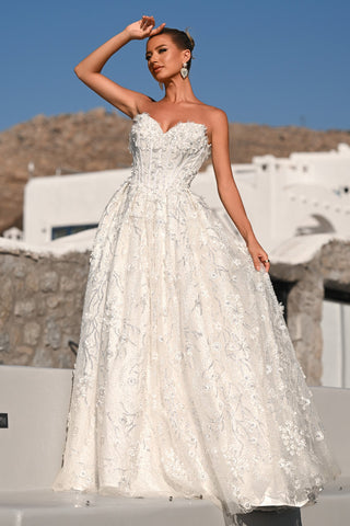 Ivory wedding dress PS26149 on model