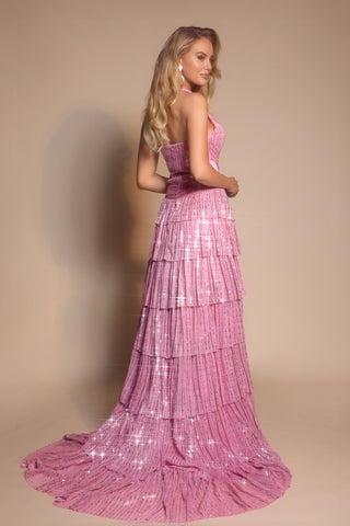Pink tiered formal dress PS26198
