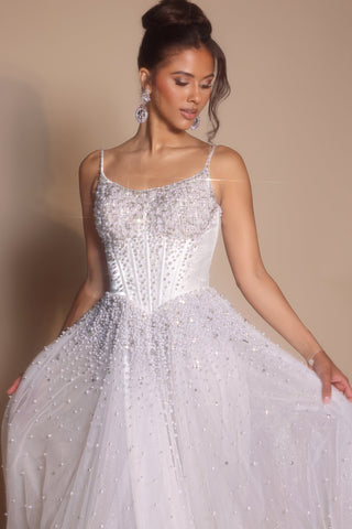 Ivory embellished gown PS26208