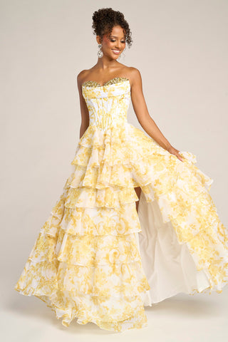 Yellow floral formal gown