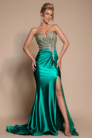 PS26217 Green Gown with Slit