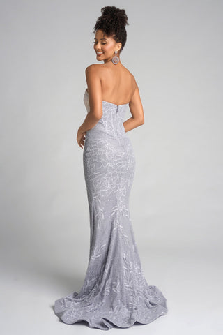 PS26223 Silver Gown - Elegant strapless dress