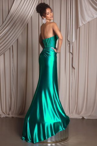 Emerald green strapless gown, PS26228