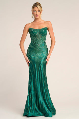 Emerald strapless gown PS26250
