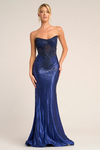 Navy strapless formal gown PS26250