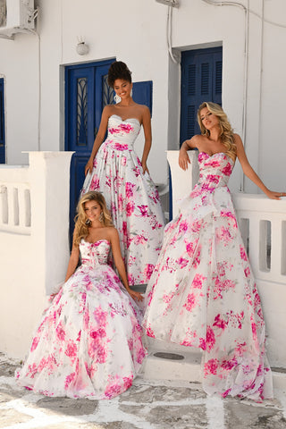 White and pink floral gowns, PS26254, PS26298, PS26083