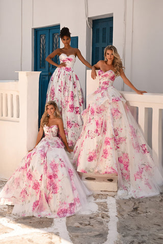 White and pink floral gowns, PS26254, PS26298, PS26083