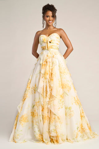 Yellow floral formal gown
