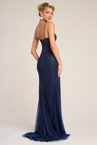 Navy blue evening gown, PS26263