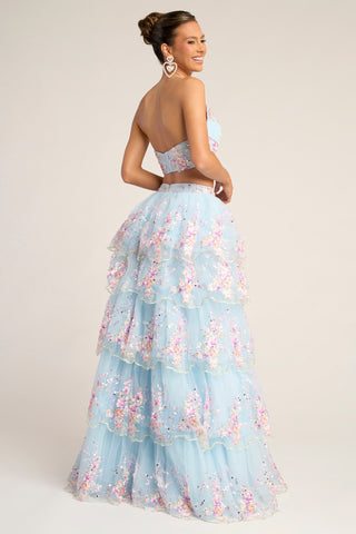 PS26272 Blue Tiered Prom Dress