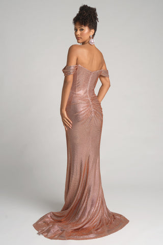 PS26293 Bronze Off-Shoulder Gown