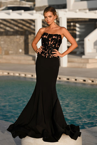Black nude mermaid gown, PS26301E