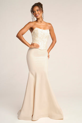 Cream strapless mermaid gown PS26301E