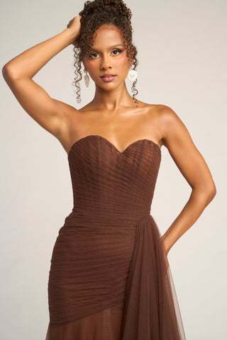 Brown strapless gown, PS26307E