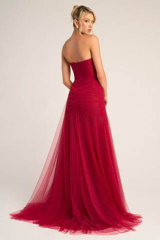 Red strapless formal gown, PS26307E
