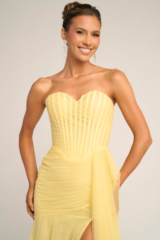 Yellow strapless formal dress PS26307E