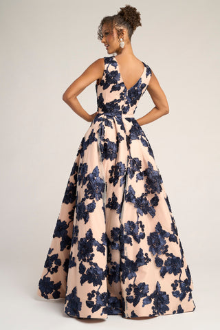 Navy Nude floral gown PS26312E