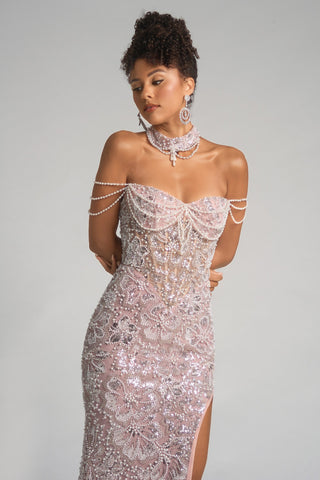 Ivory Blush Embellished Gown